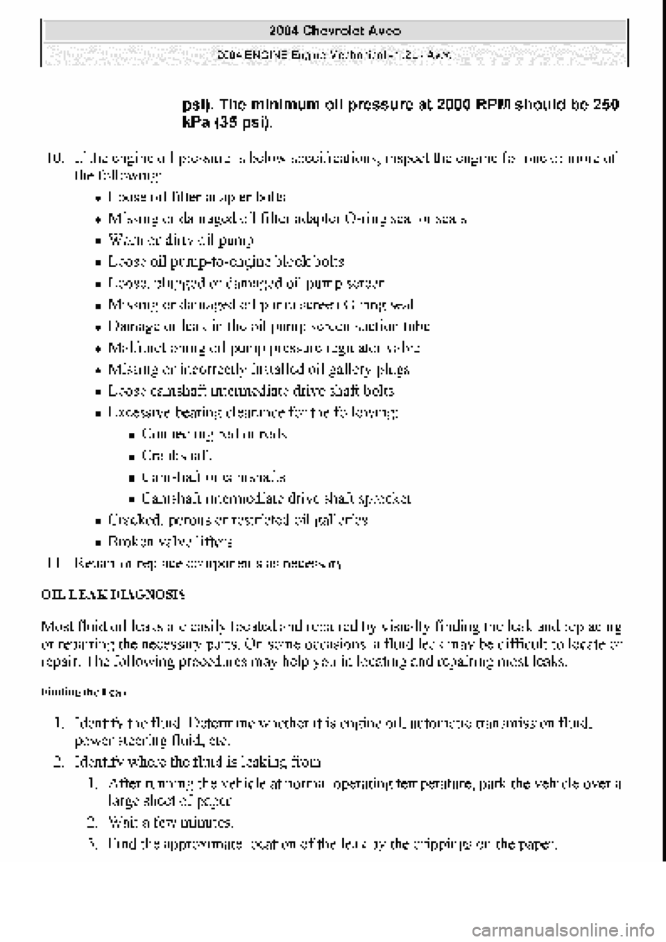 CHEVROLET AVEO 2002  Service User Guide 