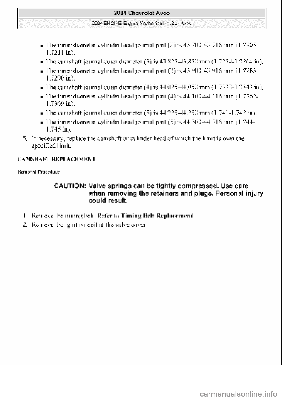 CHEVROLET AVEO 2002 Service Repair Manual CHEVROLET AVEO 2002 Service Repair Manual