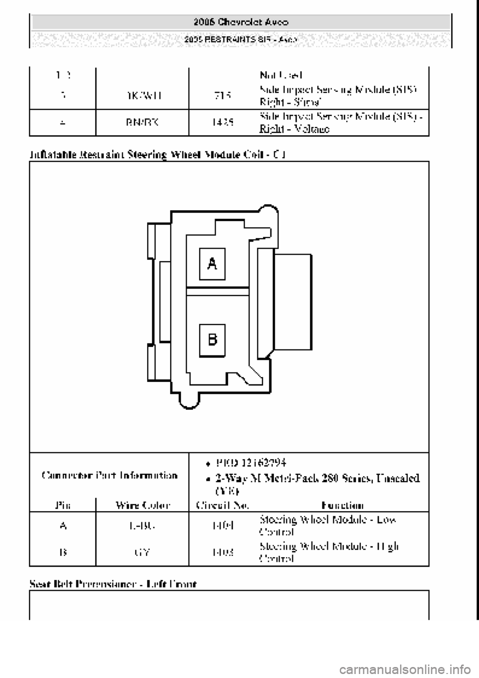 CHEVROLET AVEO 2002  Service Repair Manual 