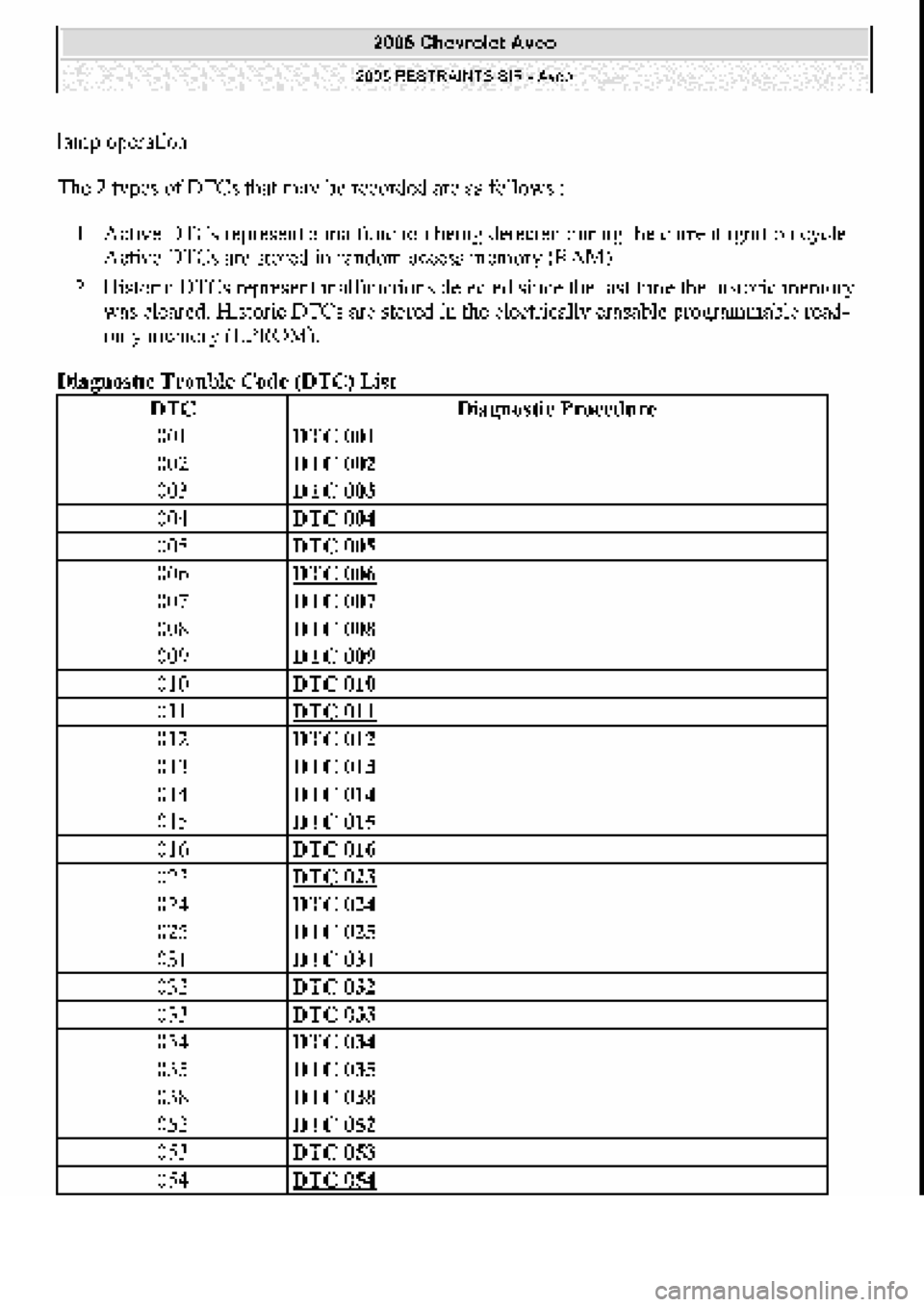 CHEVROLET AVEO 2002  Service Repair Manual 