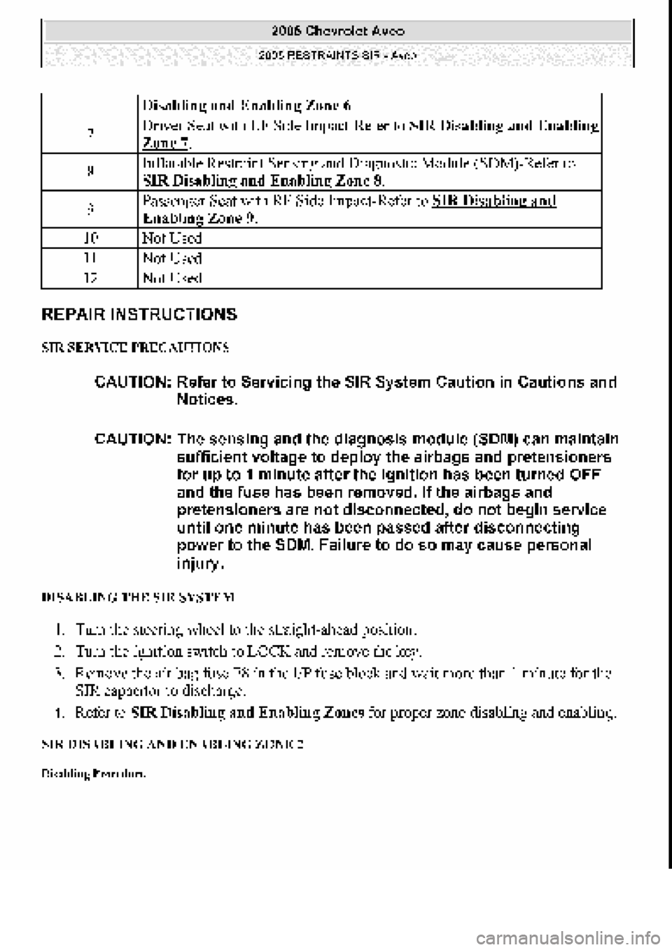 CHEVROLET AVEO 2002  Service Repair Manual 