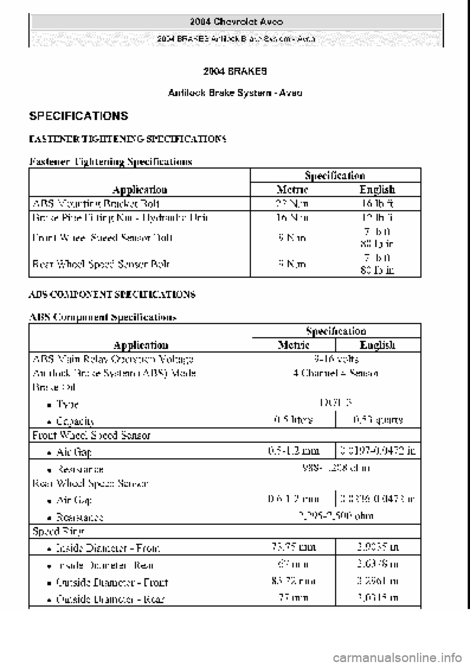 CHEVROLET AVEO 2002 Service Repair Manual CHEVROLET AVEO 2002 Service Repair Manual