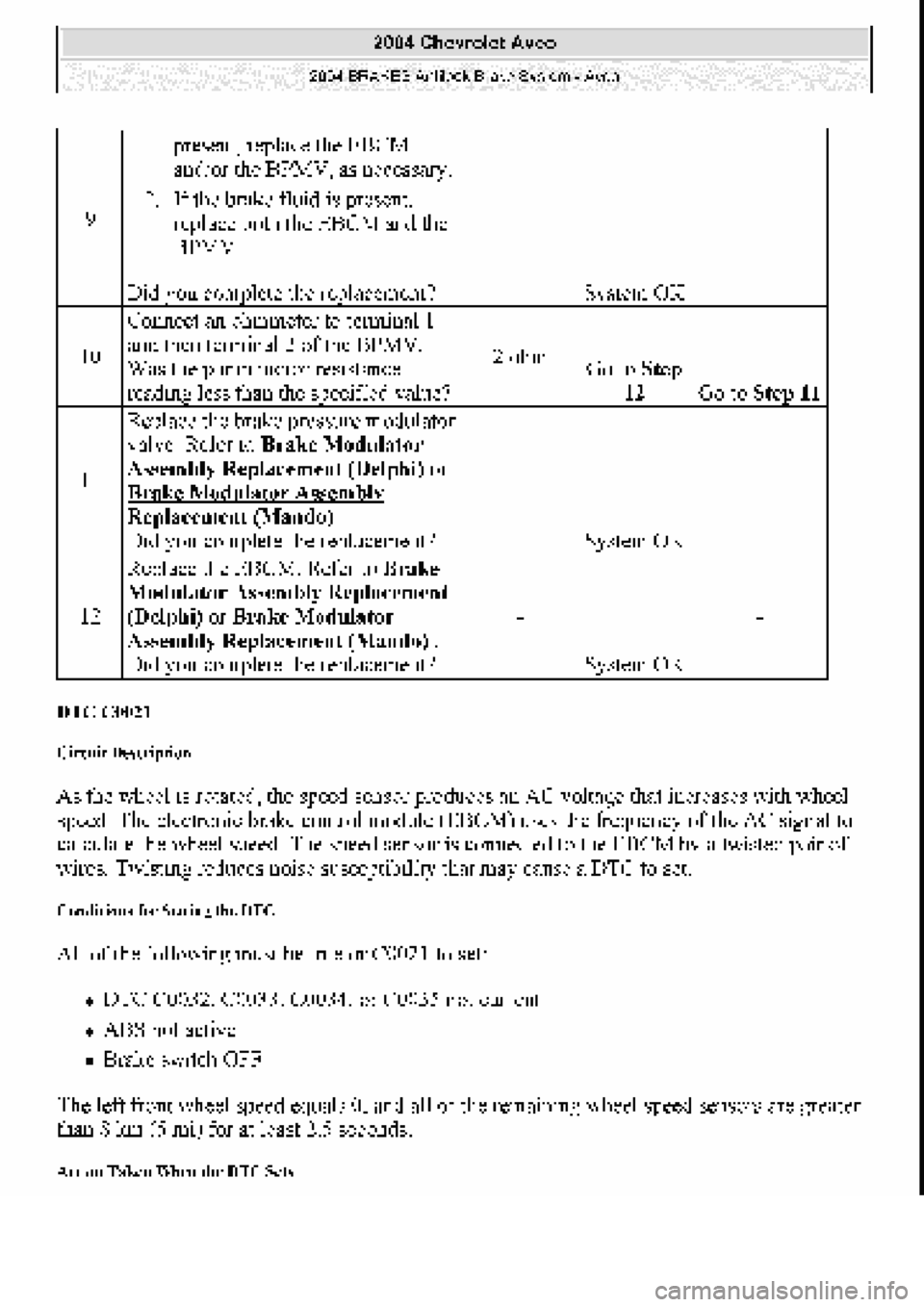 CHEVROLET AVEO 2002  Service Repair Manual 