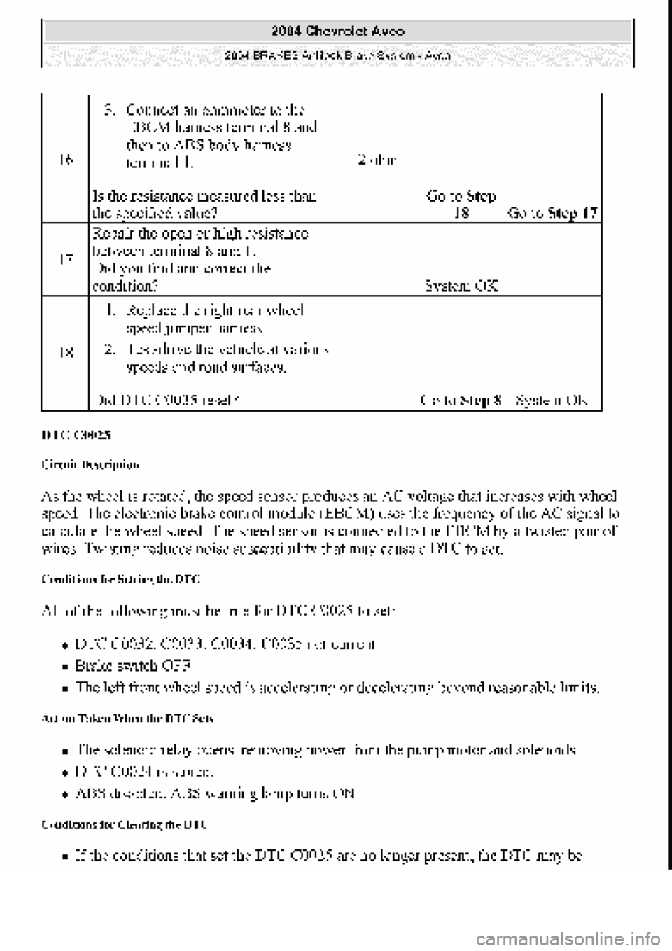 CHEVROLET AVEO 2002  Service Repair Manual 
