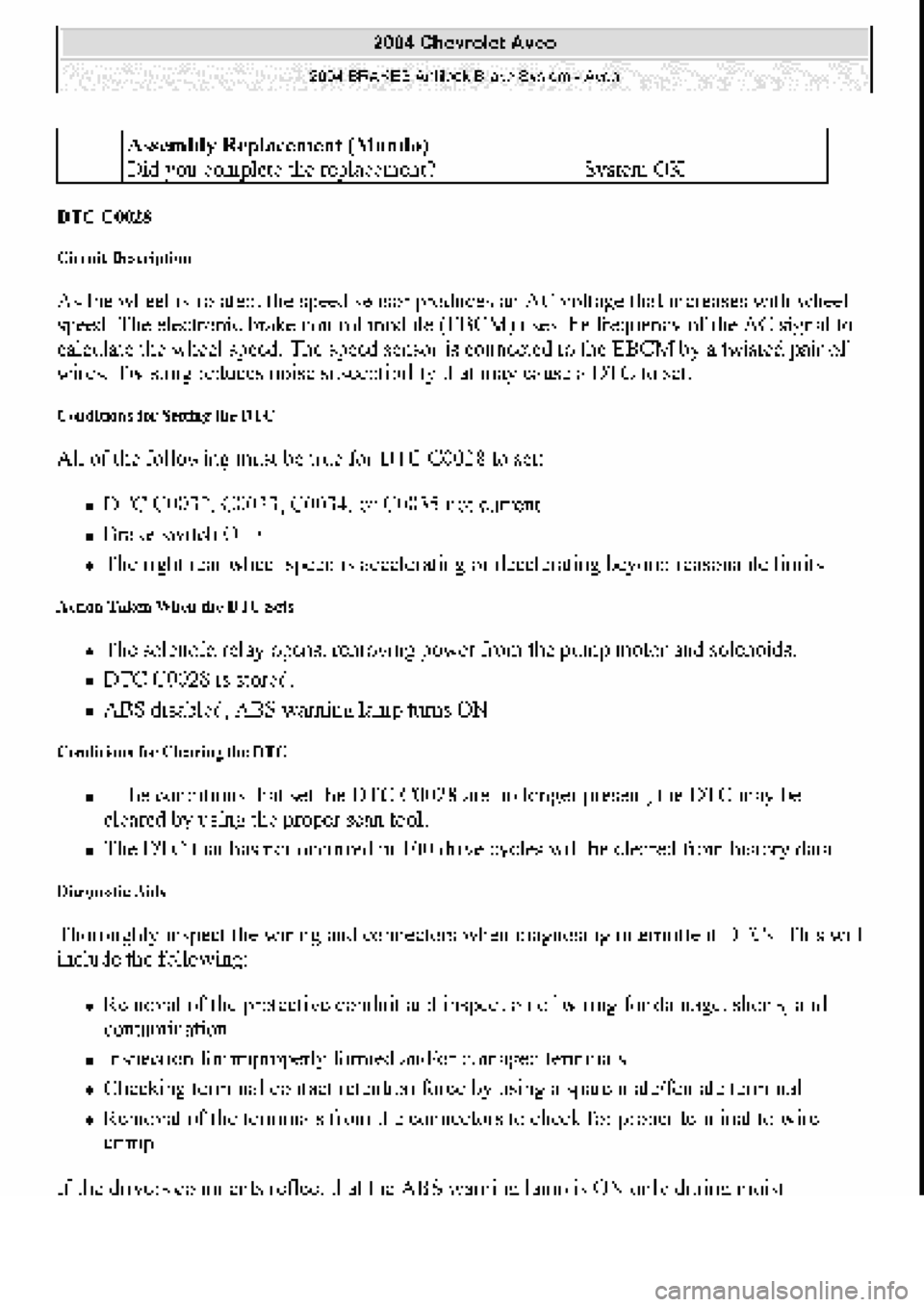 CHEVROLET AVEO 2002  Service Repair Manual 