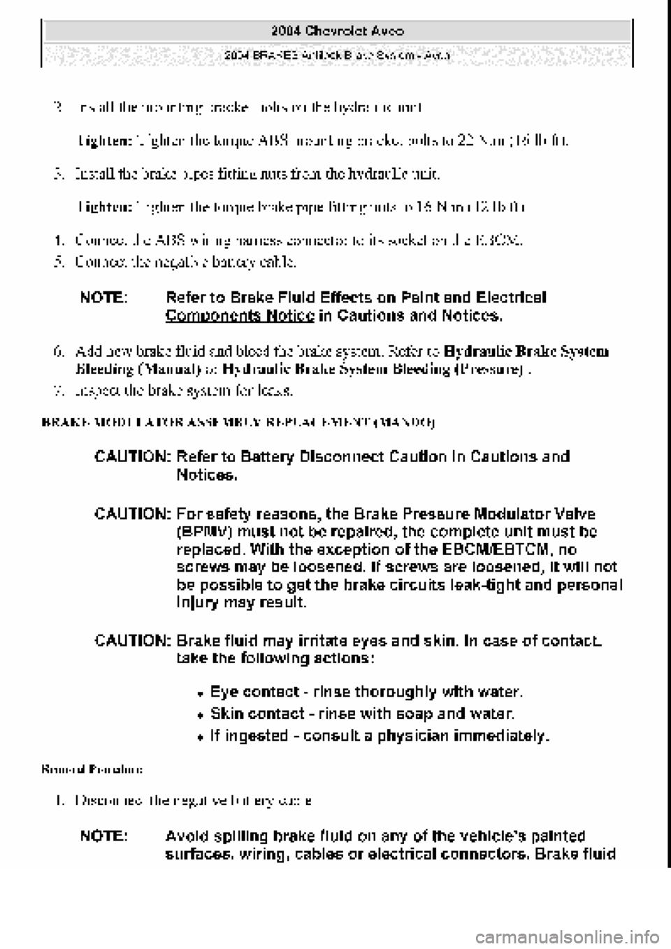 CHEVROLET AVEO 2002  Service Repair Manual 