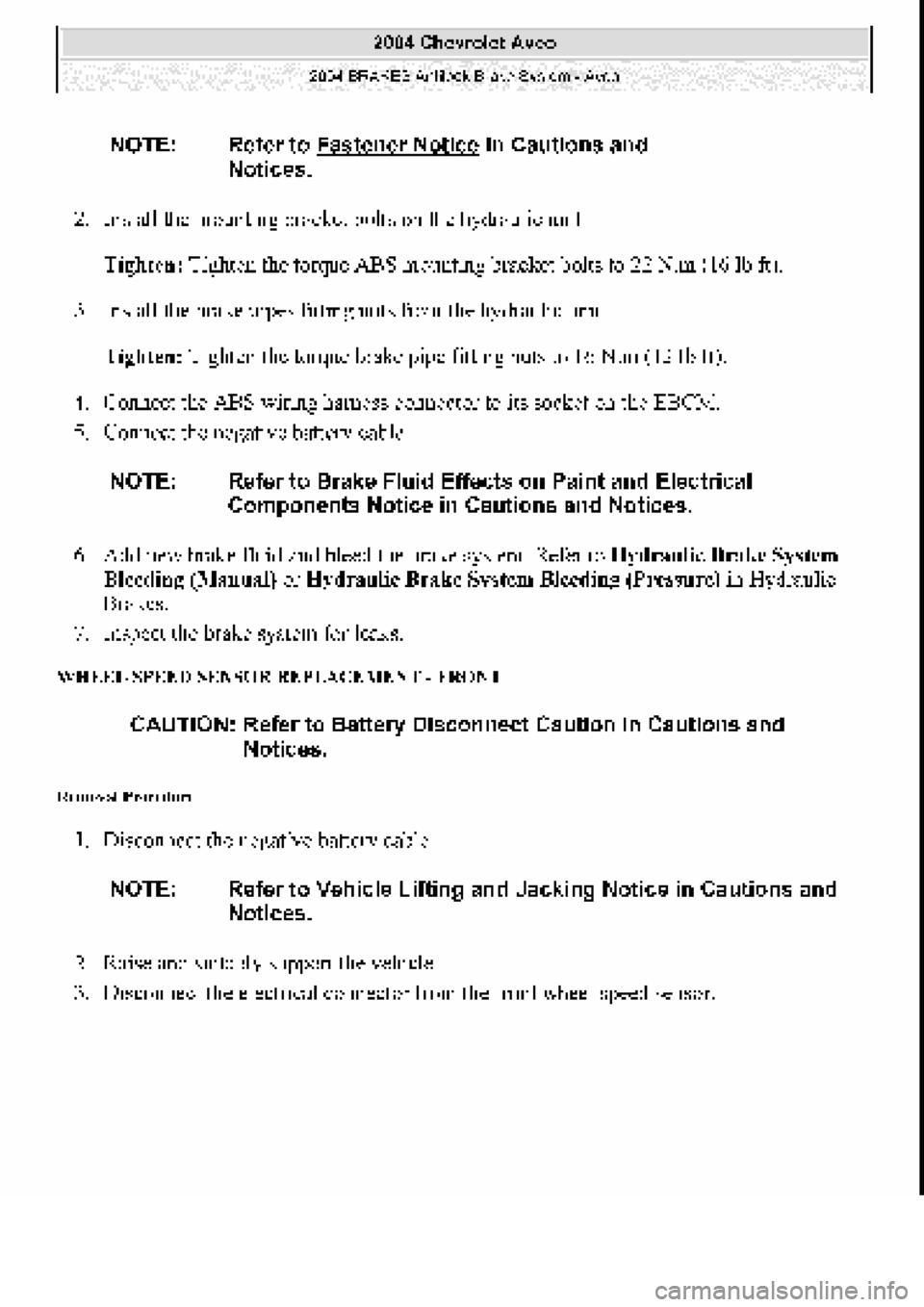CHEVROLET AVEO 2002  Service Repair Manual 