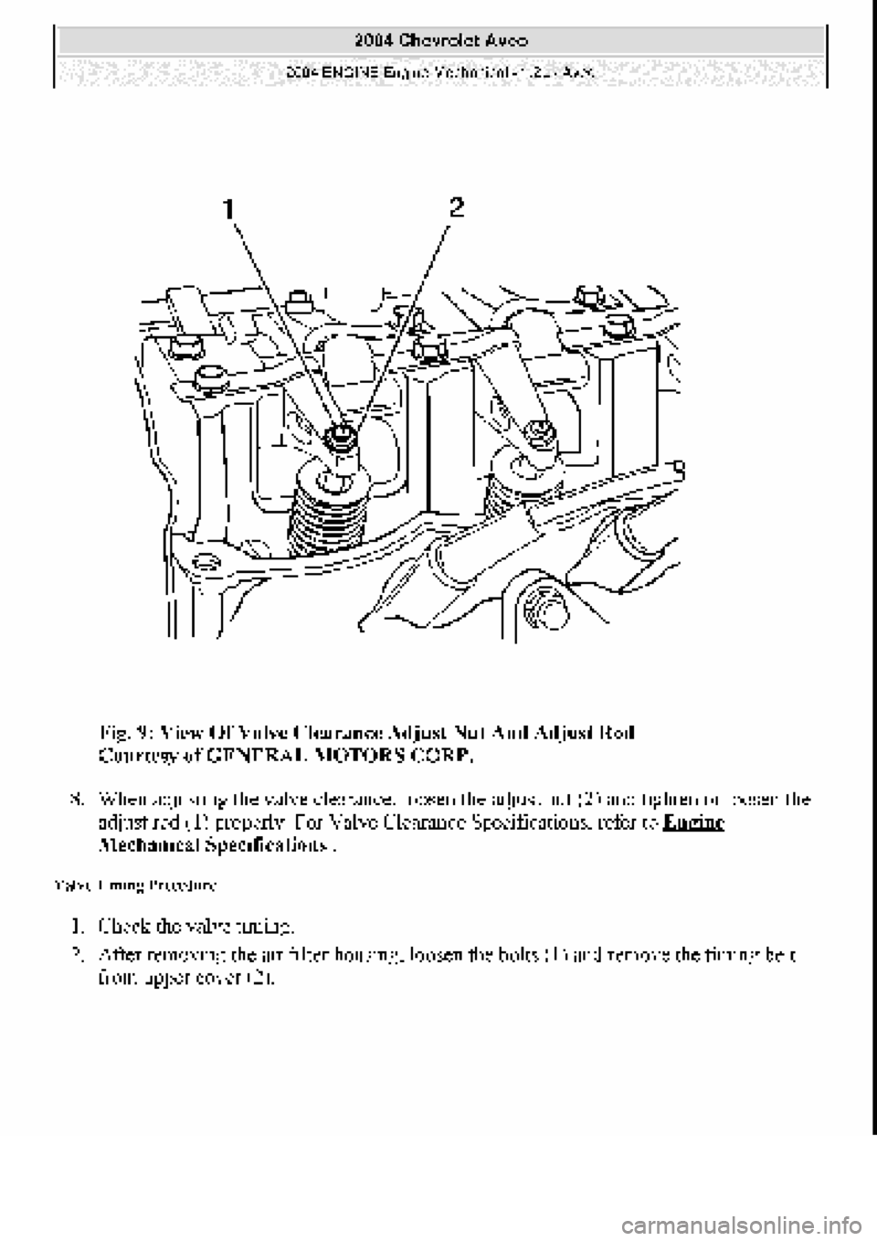 CHEVROLET AVEO 2002  Service Owners Manual 