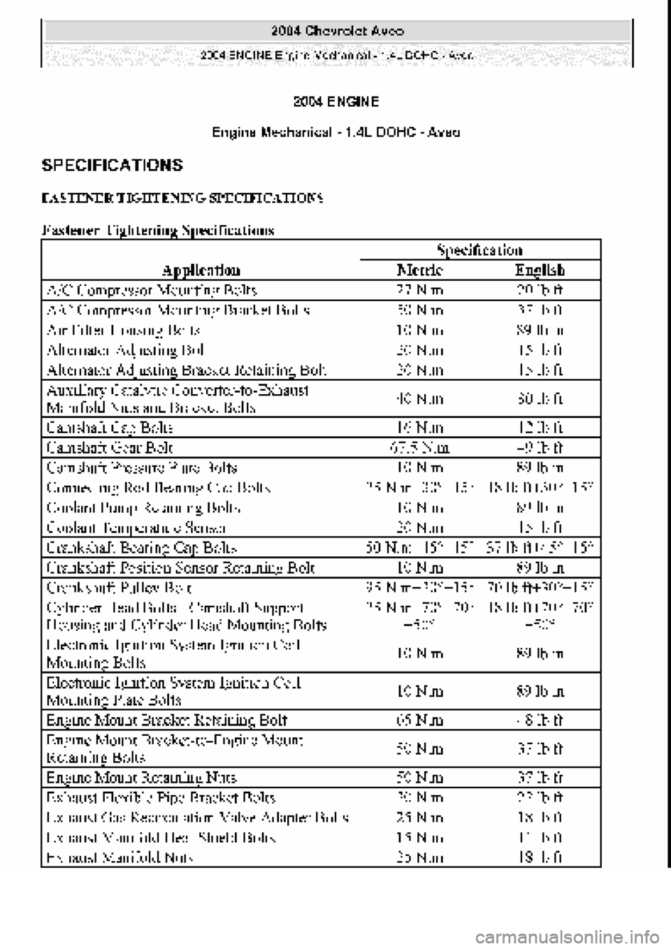 CHEVROLET AVEO 2002 Service Repair Manual CHEVROLET AVEO 2002 Service Repair Manual