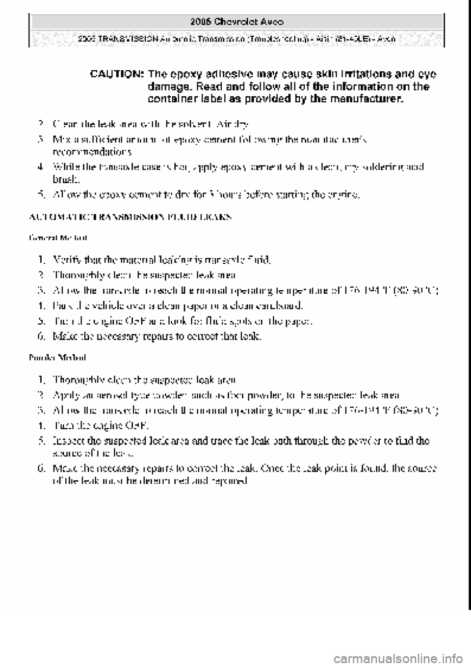 CHEVROLET AVEO 2002  Service Repair Manual 