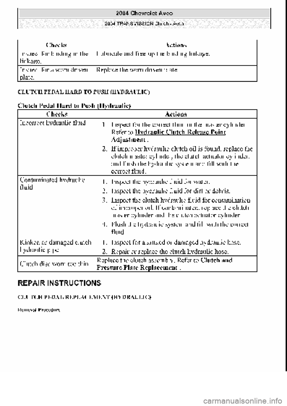 CHEVROLET AVEO 2002  Service Repair Manual 