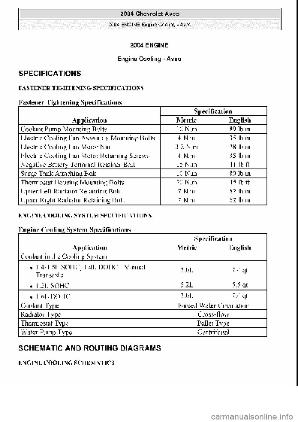 CHEVROLET AVEO 2002  Service Repair Manual 