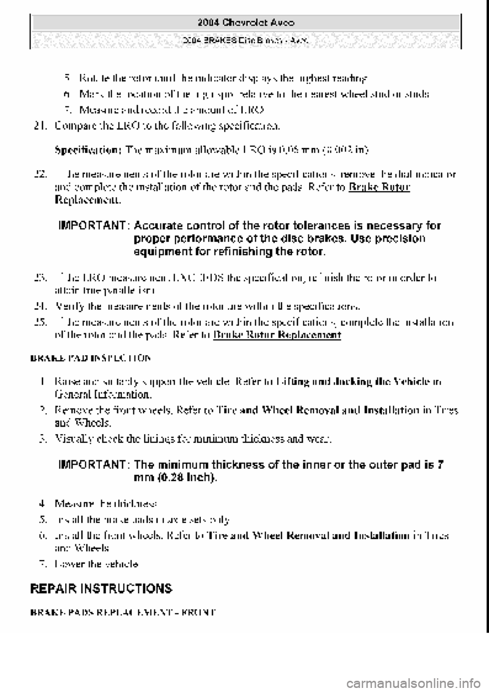 CHEVROLET AVEO 2002 Service Repair Manual CHEVROLET AVEO 2002 Service Repair Manual