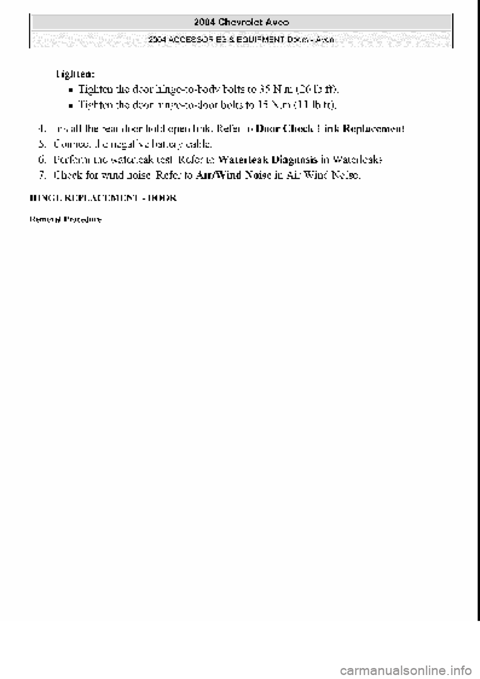 CHEVROLET AVEO 2002  Service Repair Manual 