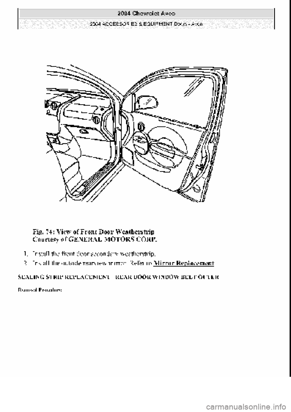 CHEVROLET AVEO 2002  Service Repair Manual 