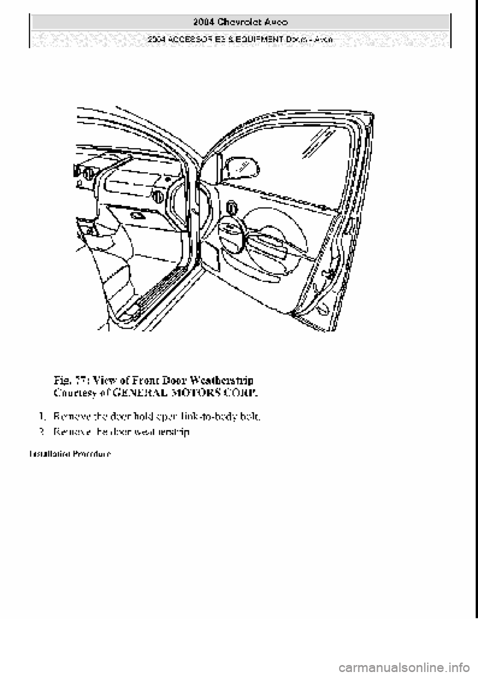 CHEVROLET AVEO 2002  Service Repair Manual 