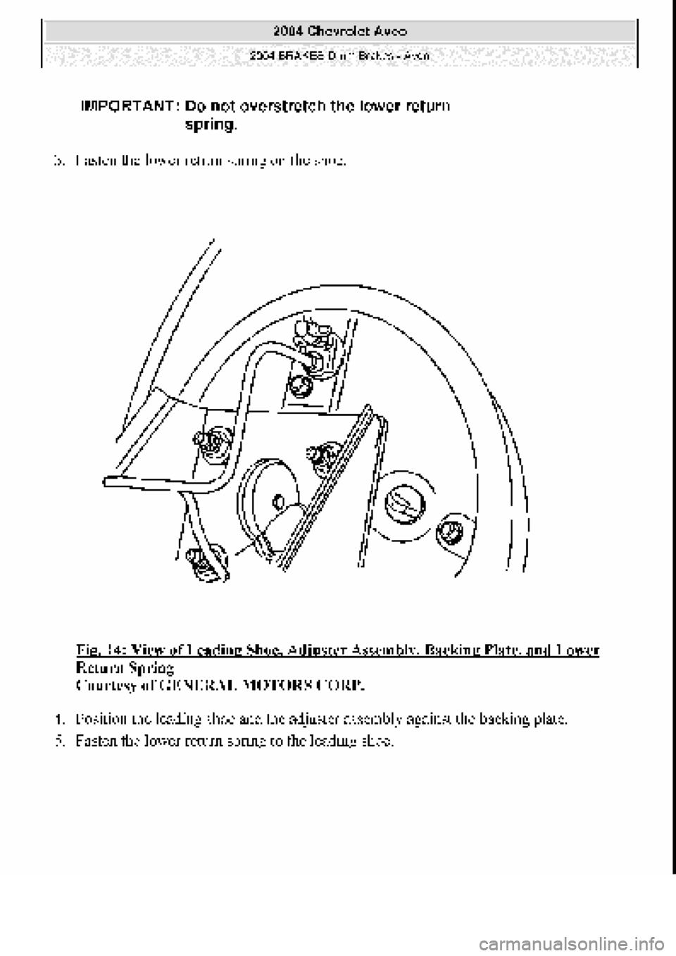 CHEVROLET AVEO 2002  Service Repair Manual 