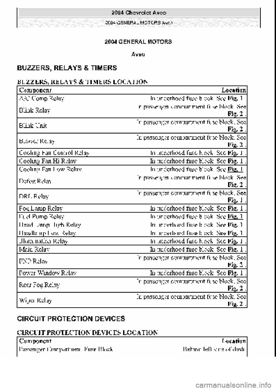 CHEVROLET AVEO 2002  Service Repair Manual 