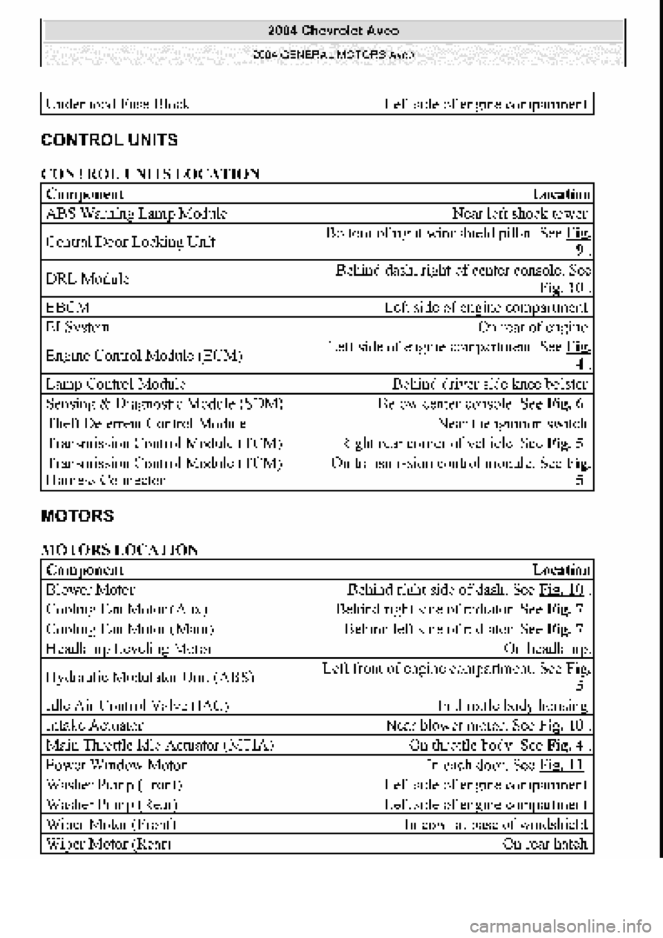 CHEVROLET AVEO 2002  Service Repair Manual 