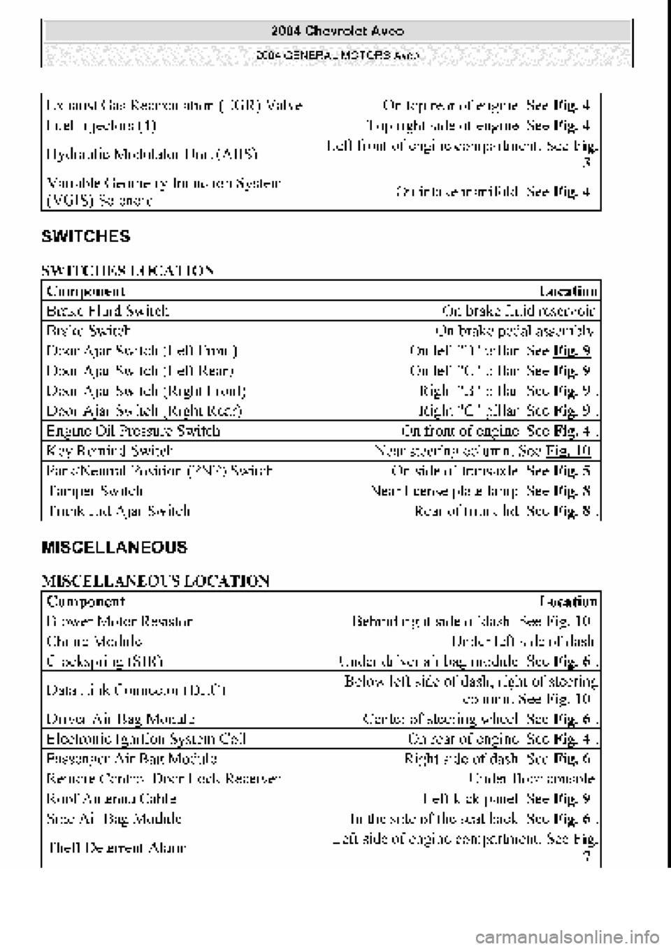 CHEVROLET AVEO 2002  Service Repair Manual 