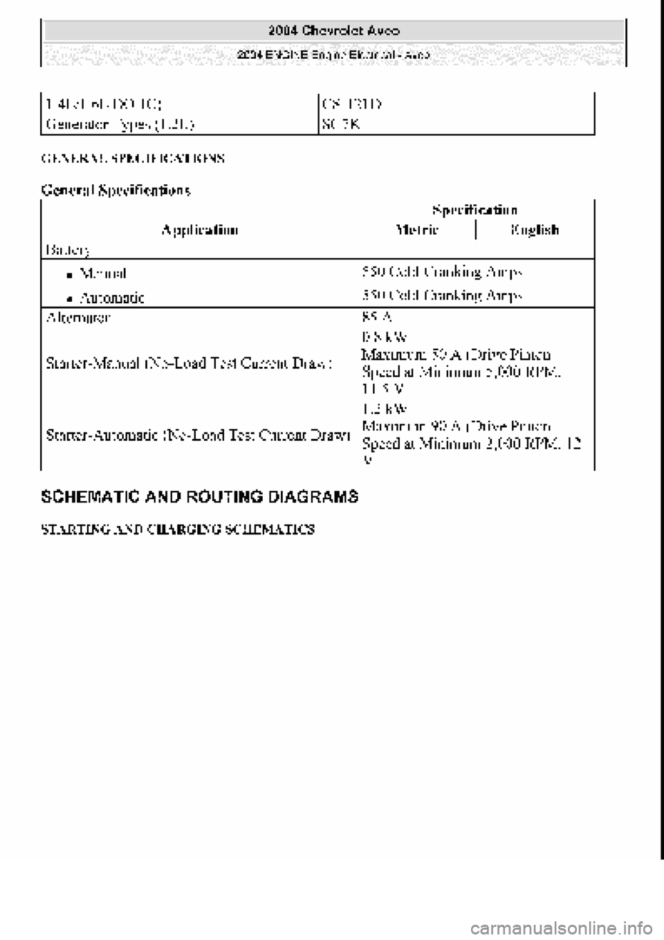 CHEVROLET AVEO 2002  Service Repair Manual 