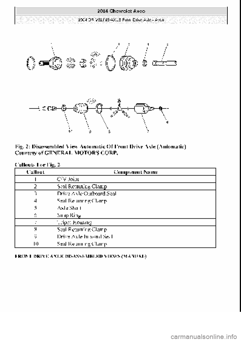 CHEVROLET AVEO 2002  Service Repair Manual 