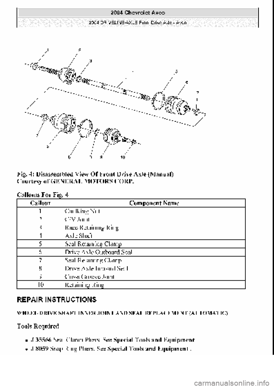 CHEVROLET AVEO 2002  Service Repair Manual 