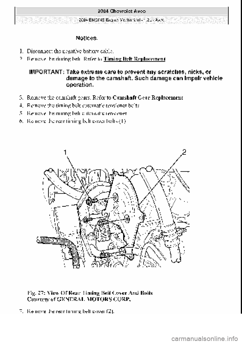 CHEVROLET AVEO 2002  Service Service Manual 