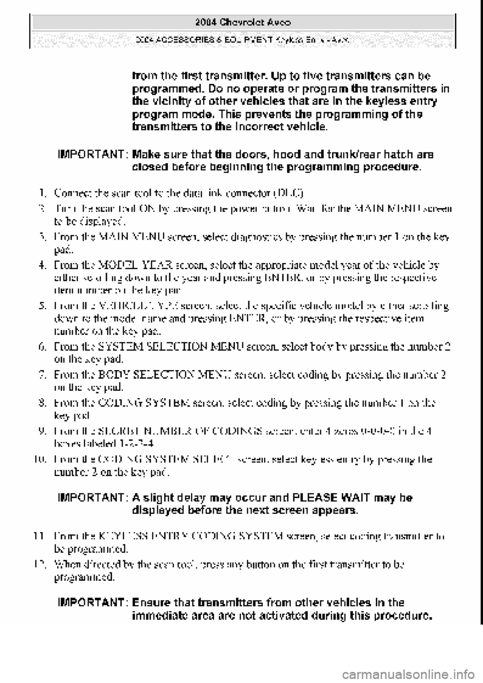 CHEVROLET AVEO 2002  Service Repair Manual 