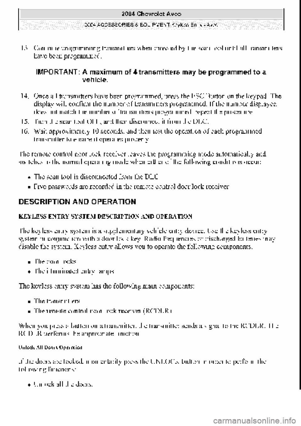 CHEVROLET AVEO 2002  Service Repair Manual 