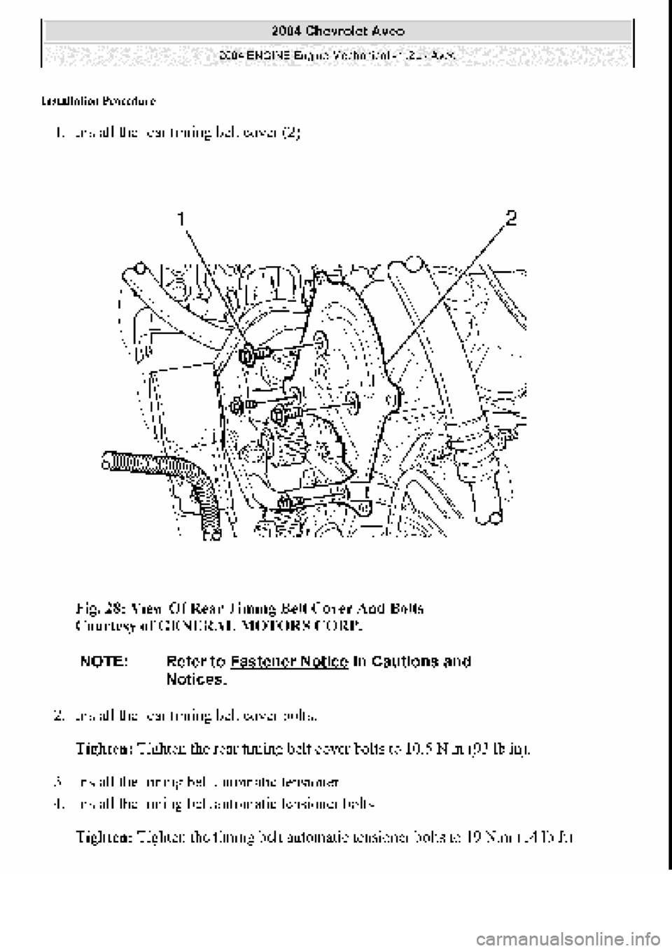 CHEVROLET AVEO 2002  Service Service Manual 