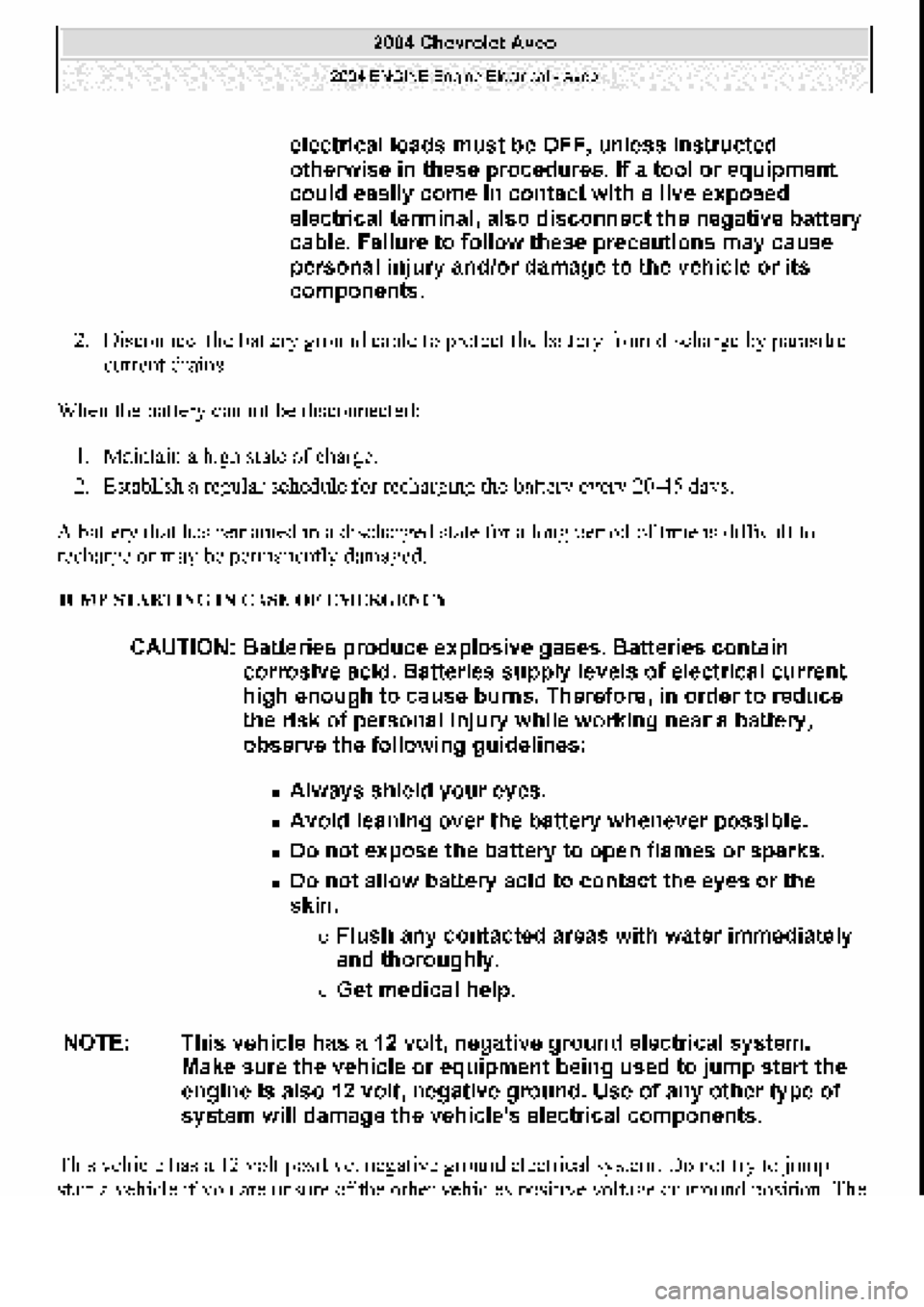 CHEVROLET AVEO 2002  Service Repair Manual 