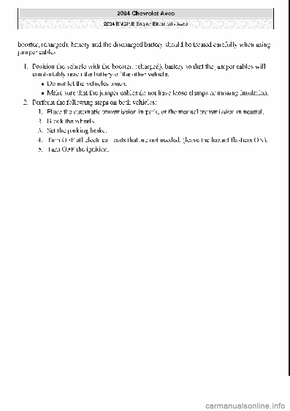 CHEVROLET AVEO 2002  Service Repair Manual 