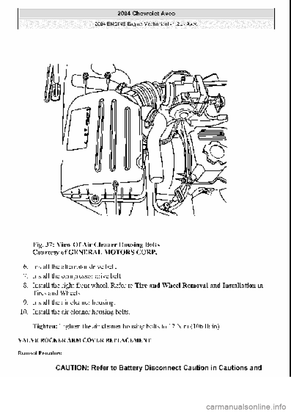 CHEVROLET AVEO 2002 Service Workshop Manual CHEVROLET AVEO 2002 Service Workshop Manual