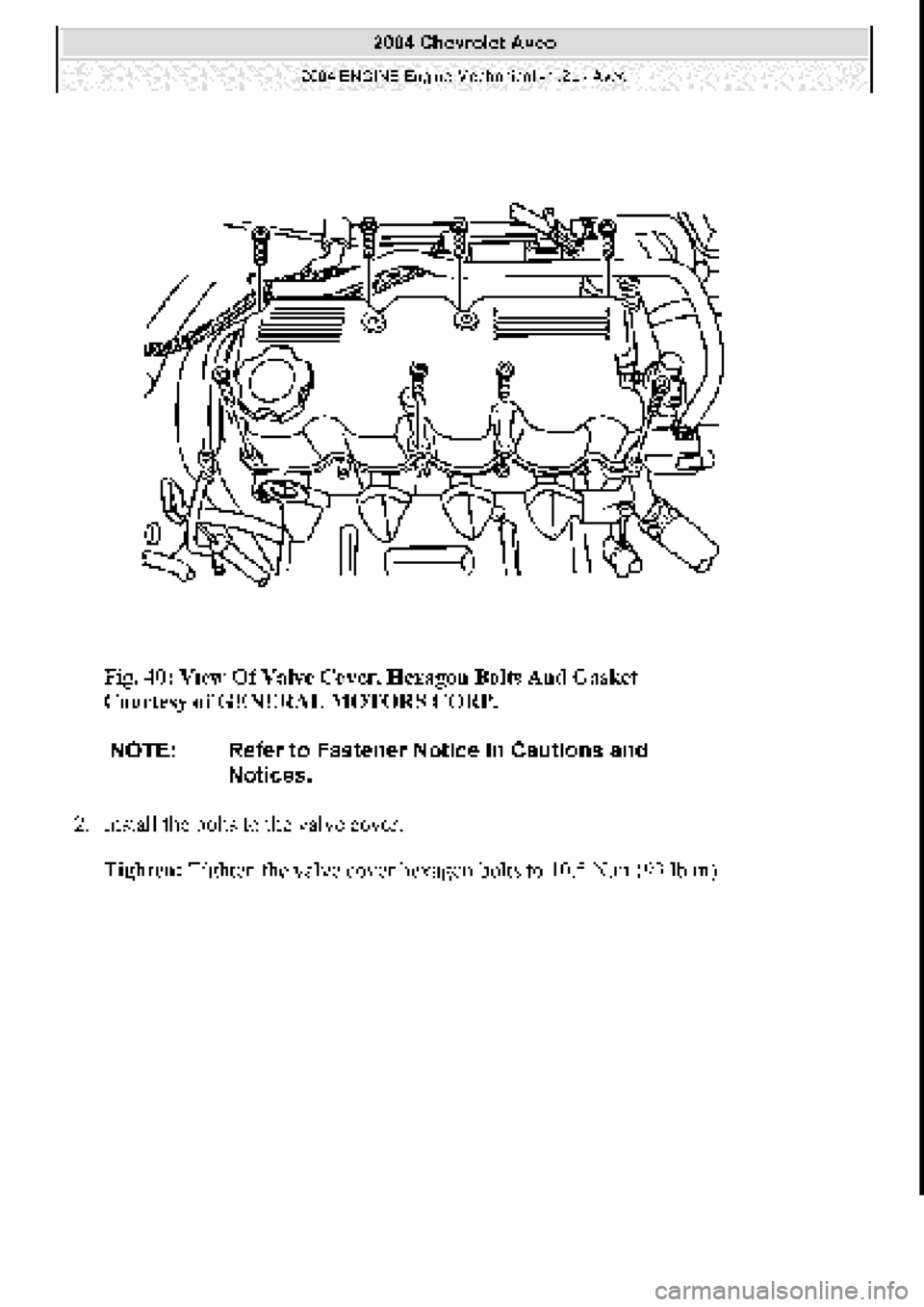 CHEVROLET AVEO 2002  Service Workshop Manual 