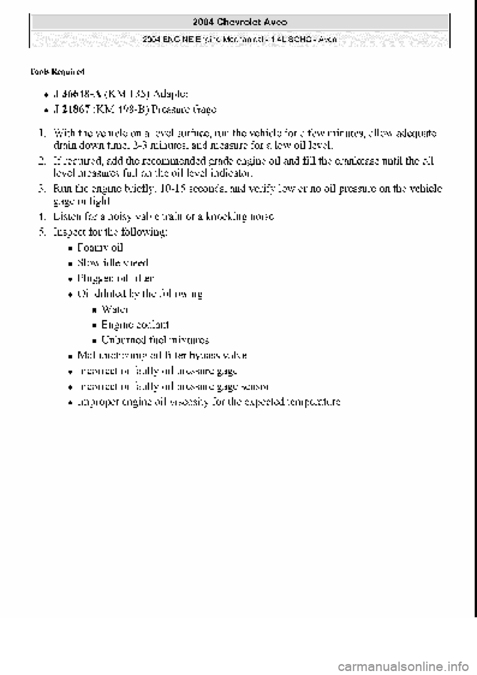 CHEVROLET AVEO 2002  Service Repair Manual 