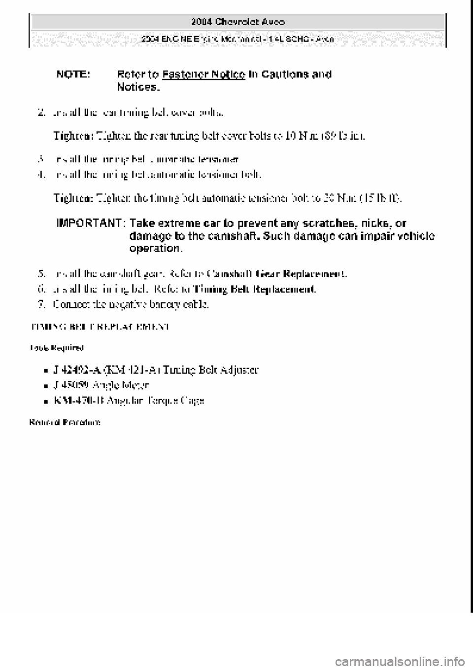 CHEVROLET AVEO 2002  Service Repair Manual 