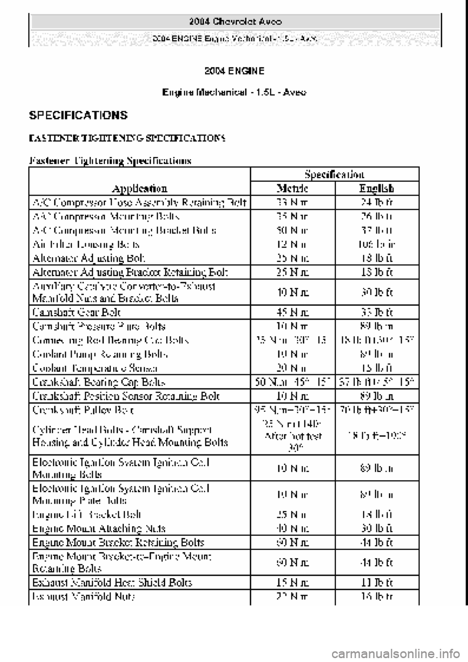 CHEVROLET AVEO 2002 Service Repair Manual CHEVROLET AVEO 2002 Service Repair Manual