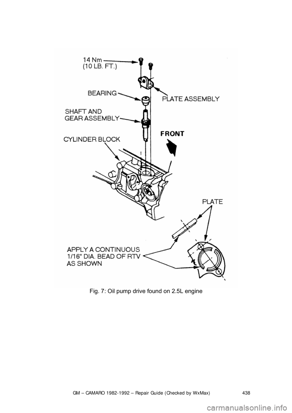 CHEVROLET CAMARO 1982  Repair Guide 
GM – CAMARO 1982-1992 – Repair Guide (Checked by WxMax) 438
 
 
Fig. 7: Oil pump drive found on 2.5L engine 
  
