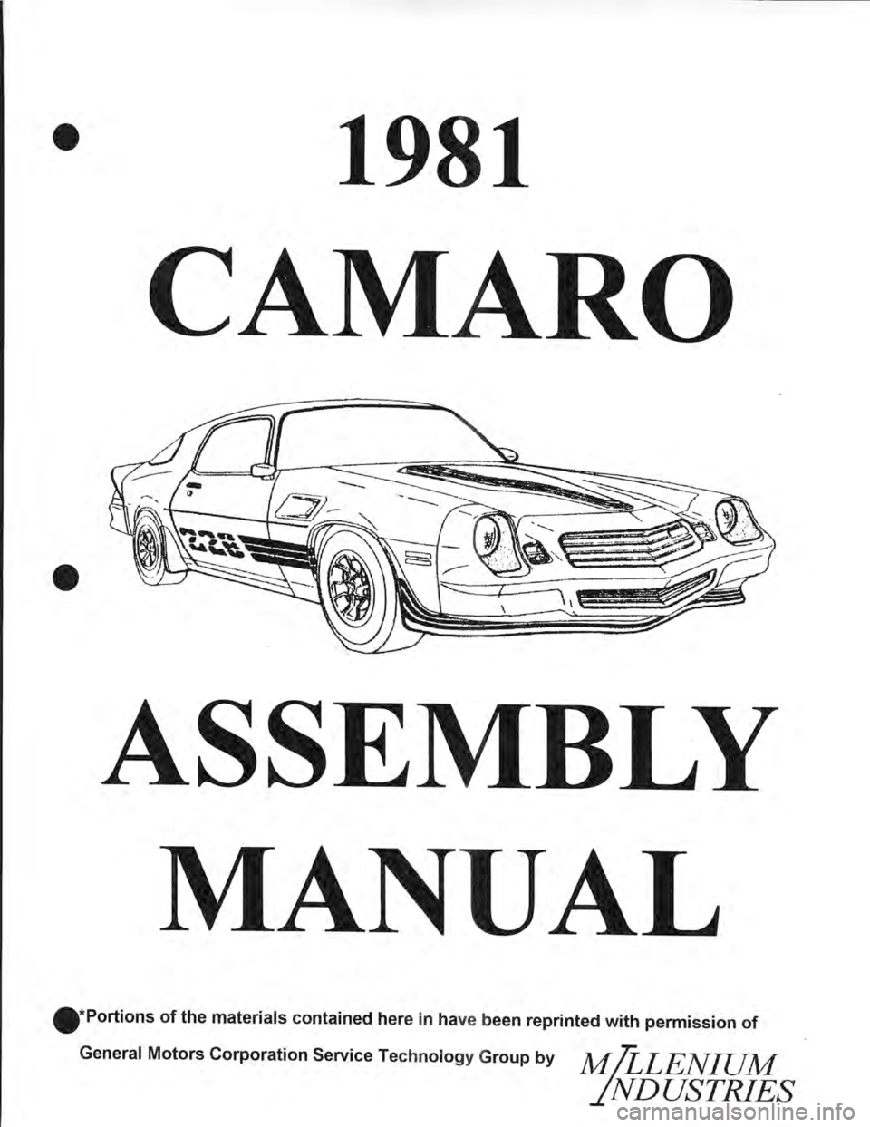 CHEVROLET CAMARO 1981 Assembly Manual CHEVROLET CAMARO 1981 Assembly Manual