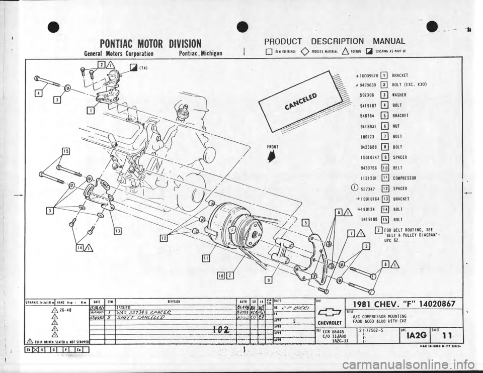 CHEVROLET CAMARO 1981 Assembly Manual CHEVROLET CAMARO 1981 Assembly Manual