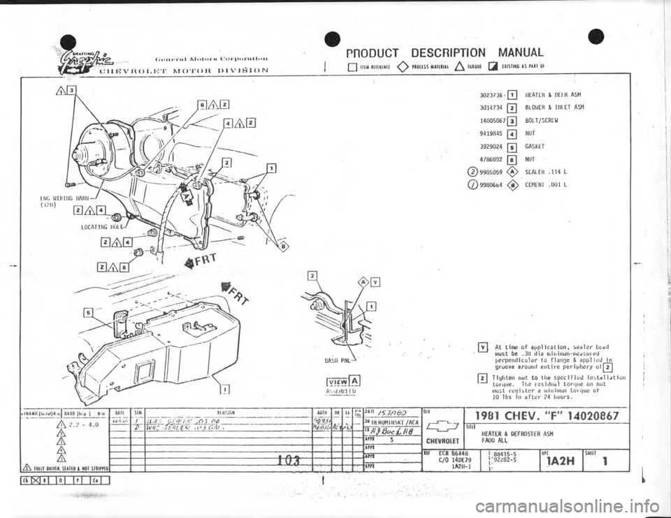 CHEVROLET CAMARO 1981 Assembly Manual CHEVROLET CAMARO 1981 Assembly Manual