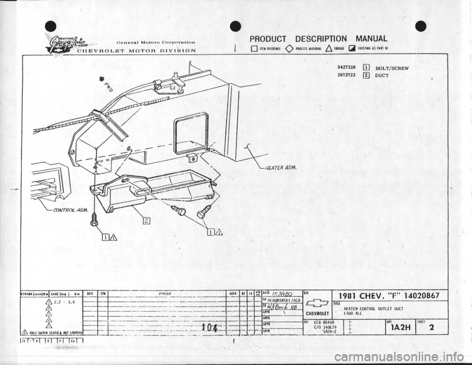 CHEVROLET CAMARO 1981 Assembly Manual CHEVROLET CAMARO 1981 Assembly Manual
