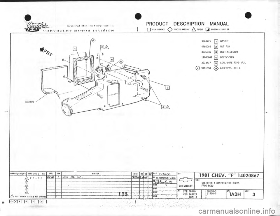CHEVROLET CAMARO 1981 Assembly Manual CHEVROLET CAMARO 1981 Assembly Manual