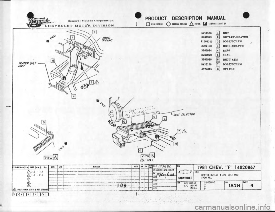 CHEVROLET CAMARO 1981 Assembly Manual CHEVROLET CAMARO 1981 Assembly Manual