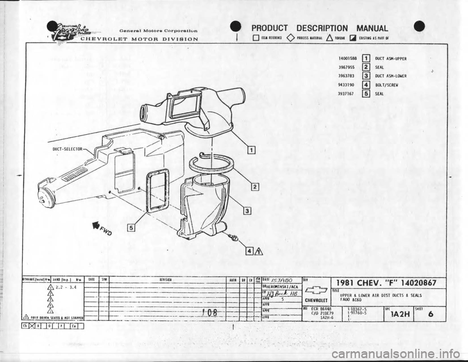 CHEVROLET CAMARO 1981 Assembly Manual CHEVROLET CAMARO 1981 Assembly Manual