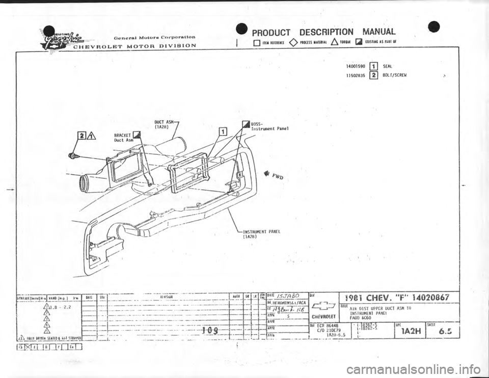CHEVROLET CAMARO 1981 Assembly Manual CHEVROLET CAMARO 1981 Assembly Manual