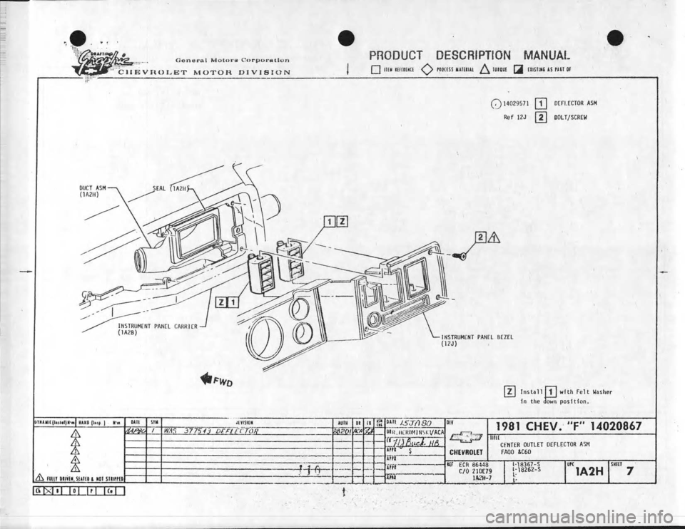 CHEVROLET CAMARO 1981 Assembly Manual CHEVROLET CAMARO 1981 Assembly Manual