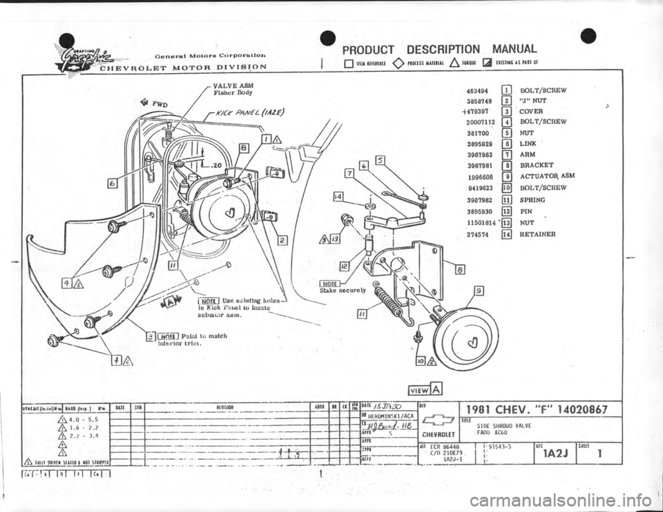 CHEVROLET CAMARO 1981 Assembly Manual CHEVROLET CAMARO 1981 Assembly Manual