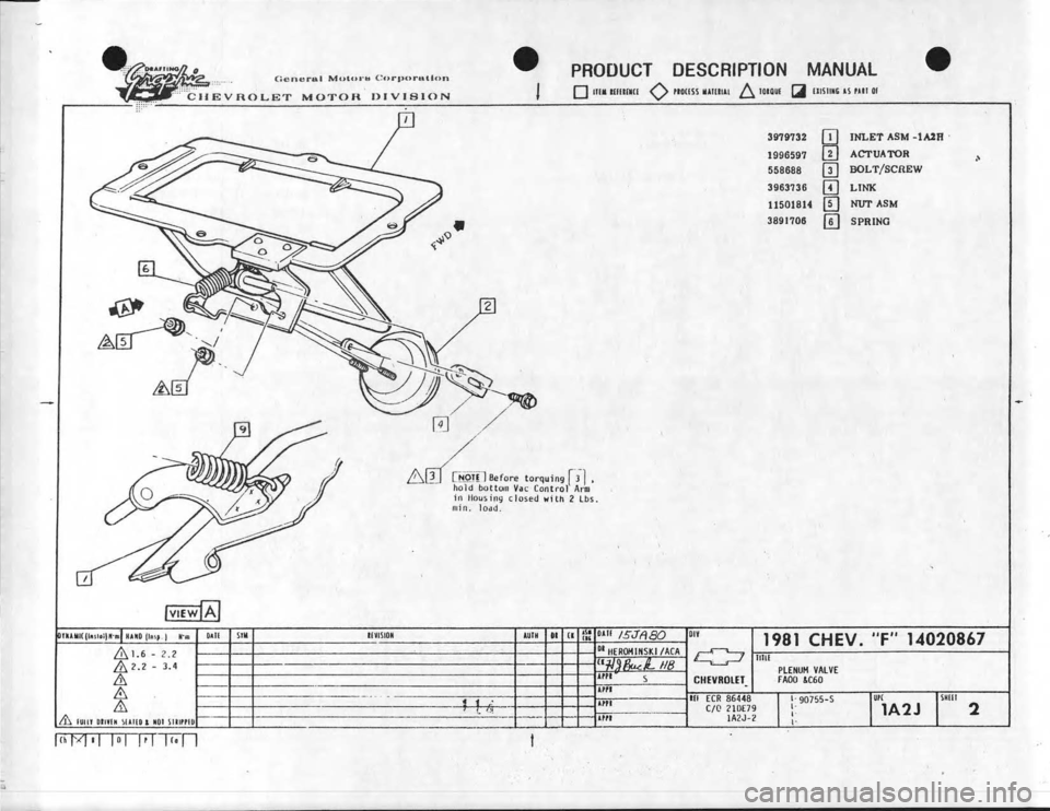 CHEVROLET CAMARO 1981 Assembly Manual CHEVROLET CAMARO 1981 Assembly Manual